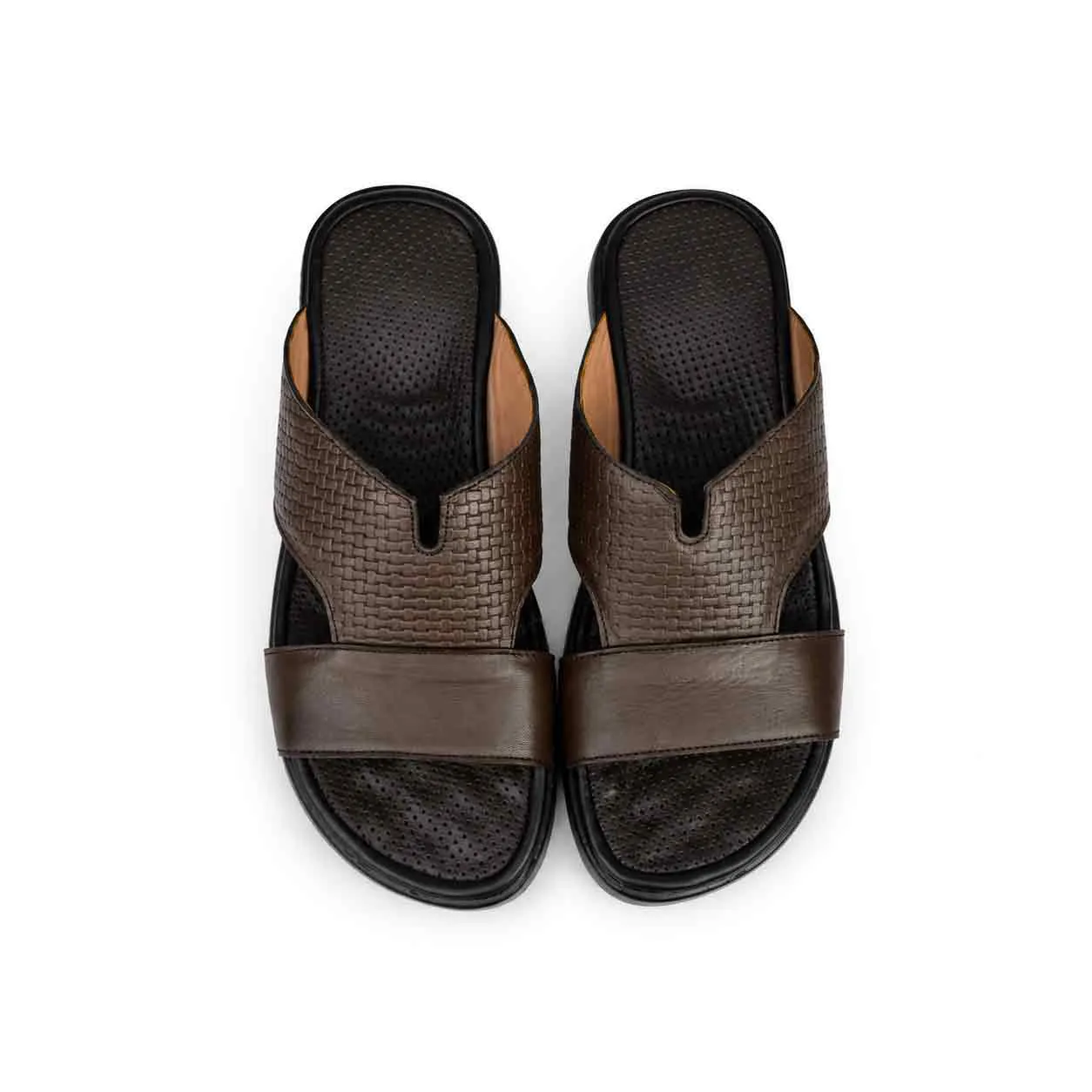 Sandale pour homme HR marron cuir miniature